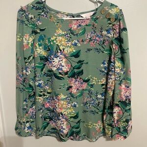 LC Lauren Conrad Green Pink 3/4 Sleeve Blouse